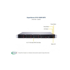 Сървър Supermicro SYS-6029P-TR, Intel Xeon Silver 4210R, 32 GB DDR4, RAID контролер SAS 9361-8i 12 Gb/s, 8 вътрешни SAS/SATA порта, 2 x 1.92 TB Samsung SM883 SATA SSD