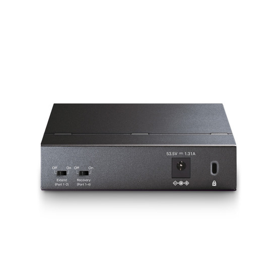 Суич TP-Link TL-SG1005P, 5 порта, 4 PoE+ порта, Gigabit, 65W PoE бюджет, Plug and Play
