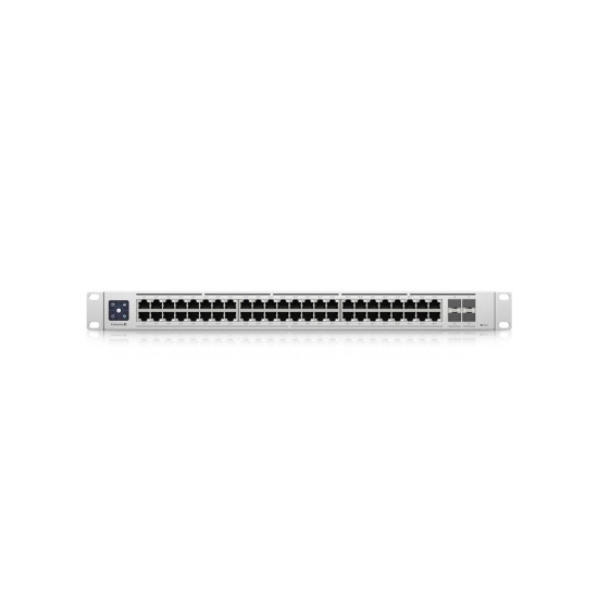 Суич Ubiquiti Enterprise 48 PoE, USW-ENTERPRISE-48-POE-EU, Managed, Layer 2, Layer 3, 48x100/1000/2500Base-T, 4xSFP+, 802.3af, 802.3at, 320Gbps, LED, 442x400x44 мм