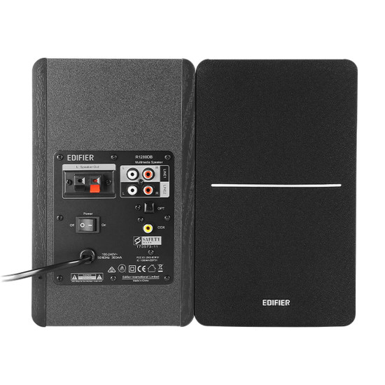 Тонколони EDIFIER R1280DB, 2.0 система, 2x21W RMS, Bluetooth 5.1, Optical, Coaxial, RCA, Black