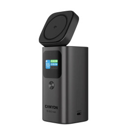 Външна батерия CANYON OnPower 150, 15000 mAh, Qi2, магнитна, алуминиева, Dark grey