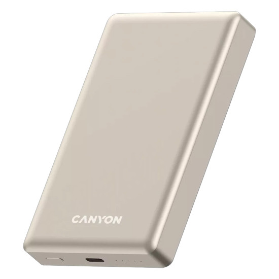 Външна батерия Canyon OnPower 510 Slim, USB-C Power Bank, 10000mAh, PD 20W, MagSafe, Beige