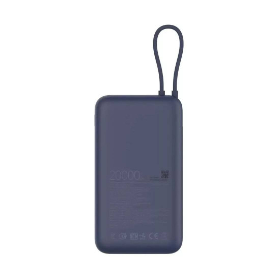 Външна батерия Xiaomi, 20000 mAh, 33 W, вграден кабел, синя, GL, Blue 