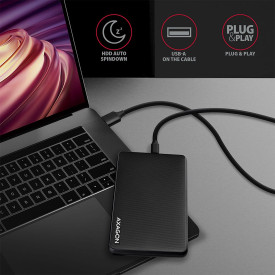 Външна кутия за диск AXAGON EE25-SLC SuperSpeed, USB-C, USB-A, 2.5 инча HDD/SSD