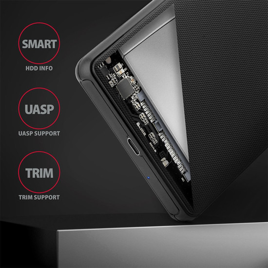 Външна кутия за диск AXAGON EE25-SLC SuperSpeed, USB-C, USB-A, 2.5 инча HDD/SSD