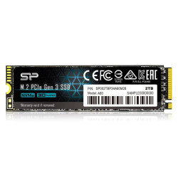 Вътрешен SSD диск Silicon Power Ace A60, 2 TB, PCIe 3.0 x4, NVMe 1.3, SLC Cache, HMB, до 2200 MB/s четене, до 1600 MB/s запис