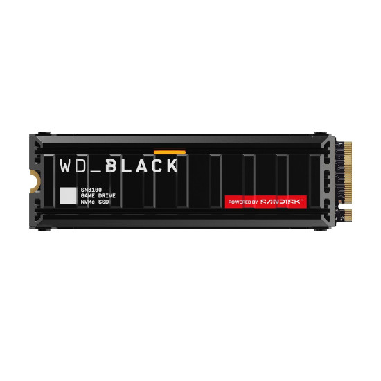 Вътрешен SSD диск Western Digital SN8100, 1 TB, M.2 2280, PCIe 5.0 x4 NVMe, с радиатор, до 14900 MB/s четене, до 11000 MB/s запис, 600 TBW, Black