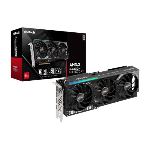 Видеокарта ASRock AMD Radeon RX 9070 XT Challenger, 16 GB GDDR6, 256-bit, 1 x HDMI, 3 x DisplayPort, 2.8 слота