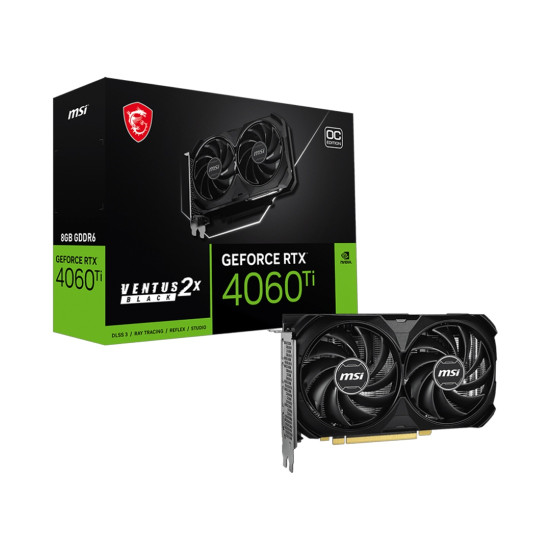 Видеокарта MSI GeForce RTX4060 Ti VENTUS 2X BLACK E1, 8GB OC