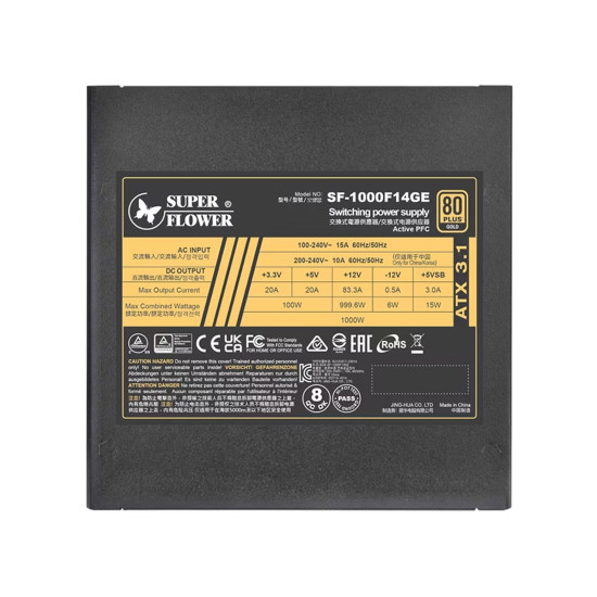 Захранване Super Flower Leadex III Gold 1000W ATX 3.1, 80 Plus Gold, Black
