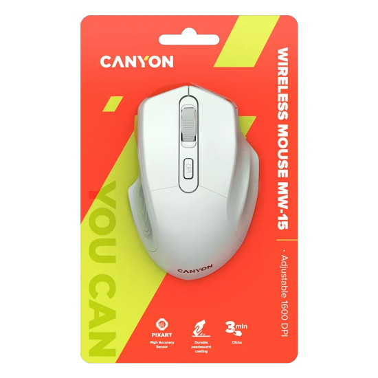 Безжична мишка CANYON MW-15, Pearl White