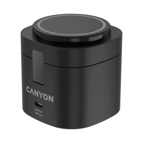 Безжичнo зарядно Canyon 4 в 1, до 30 W, 70 x 70 x 70.3 mm, 414 g, 65 W, 1 m кабел, Black