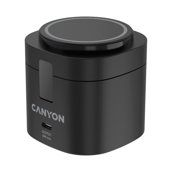 Безжичнo зарядно Canyon 4 в 1, до 30 W, 70 x 70 x 70.3 mm, 414 g, 65 W, 1 m кабел, Black