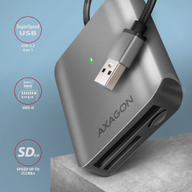 Четец за карти AXAGON CRE-S3, SuperSpeed USB-A, UHS-II