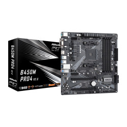 Дънна платка ASRock B450M PRO4, AM4, 4x DDR4, 1x PCIe 3.0 x16