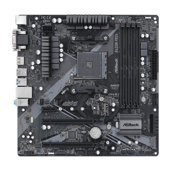 Дънна платка ASRock B450M PRO4, AM4, 4x DDR4, 1x PCIe 3.0 x16