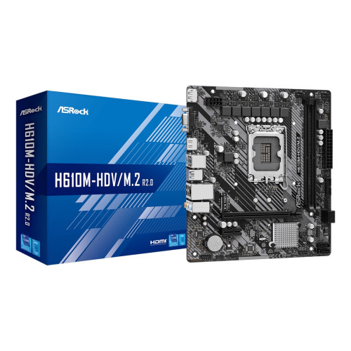 Дънна платка ASRock H610M-HDV/M.2, mATX, Socket LGA1700, 2x DDR4, 1x PCIe 4.0 x16