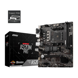 Дънна платка MSI A520M PRO, AM4, 2xDDR4, DP, VGA, HDMI, GLAN, mATX
