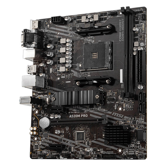 Дънна платка MSI A520M PRO, AM4, 2xDDR4, DP, VGA, HDMI, GLAN, mATX