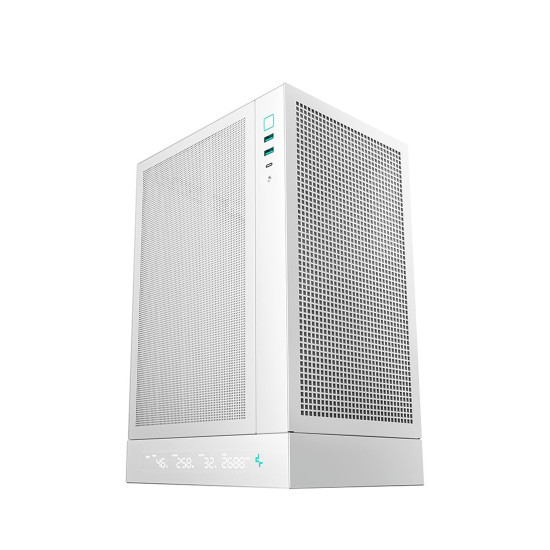 Кутия за компютър DeepCool CH170 DIGITAL , 2 x USB 3.0, 1 x USB Type-C Gen 2, 1 x Audio, White