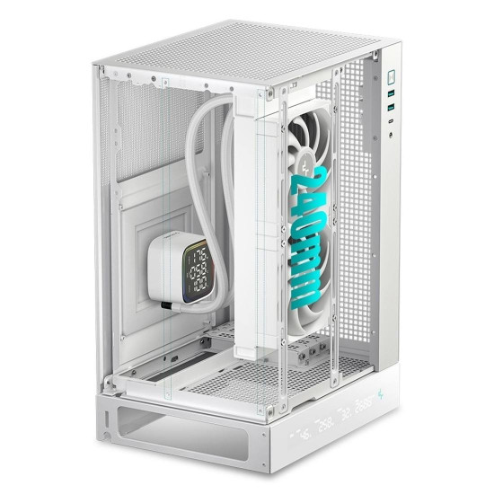 Кутия за компютър DeepCool CH170 DIGITAL , 2 x USB 3.0, 1 x USB Type-C Gen 2, 1 x Audio, White