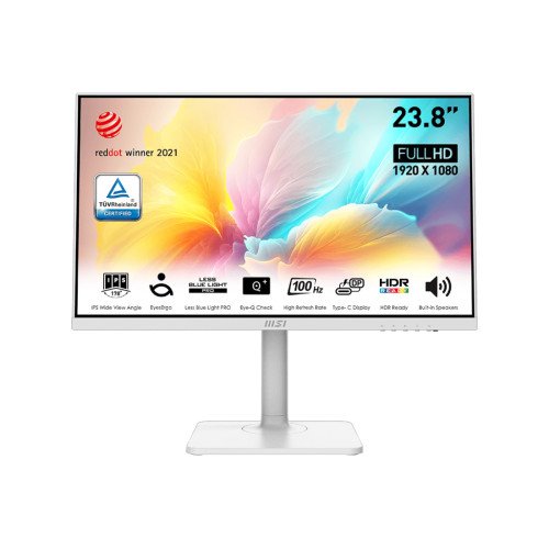 Монитор MSI Modern MD2412PW, 23.8 инча, IPS, 1920x1080, 100Hz, Anti-Flicker, HDR, USB Type-C, HDMI, Speakers