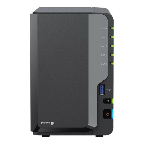 NAS устройство Synology DS224+, 2-Bay, Intel Celeron J4125 2.7GHz, 2GB DDR4 (Up to 6GB), 2 x 1GbE LAN, 2 x USB 3.2