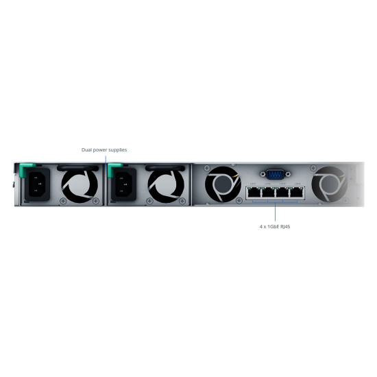 NAS устройство Synology RackStation RS822RP+, 4-bay, AMD Ryzen V1500B, 2GB RAM, 4x RJ-45 1GbE LAN, 2x USB 3.2