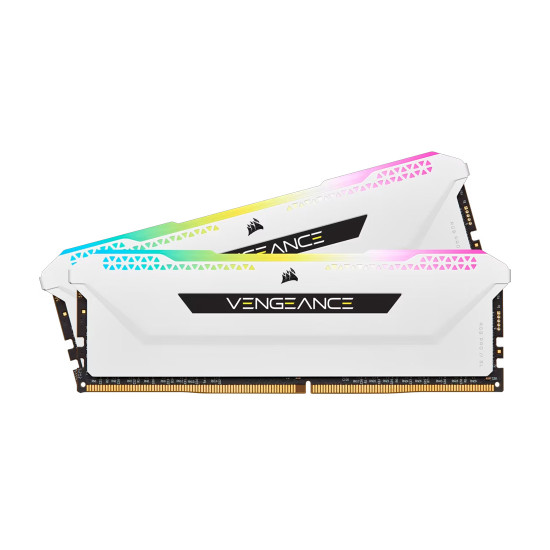 RAM памет Corsair Vengeance RGB PRO SL, 16GB (2x8GB) DDR4, 3600MT/s, CL18, White, Kit of 2