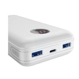 Външна батерия Canyon PB-2002, 20000 mAh, LED дисплей, USB-C PD 20W, 2 x USB-A QC 3.0, White