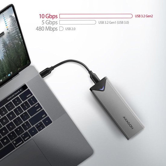 Външна кутия за диск AXAGON EEM2-UG2, USB-C, 10Gbps, M.2 NVMe SSD
