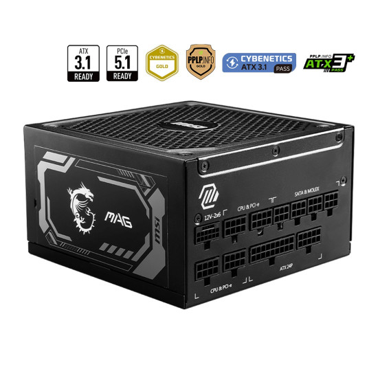 Захранване MSI MAG A1000GL PCIE5, 1000W, 80 Plus Gold, Fully Modular