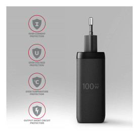 Зарядно AXAGON ACU-DPQ100 GaN Wall charger, Black