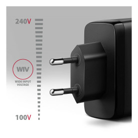Зарядно AXAGON ACU-DPQ100 GaN Wall charger, Black