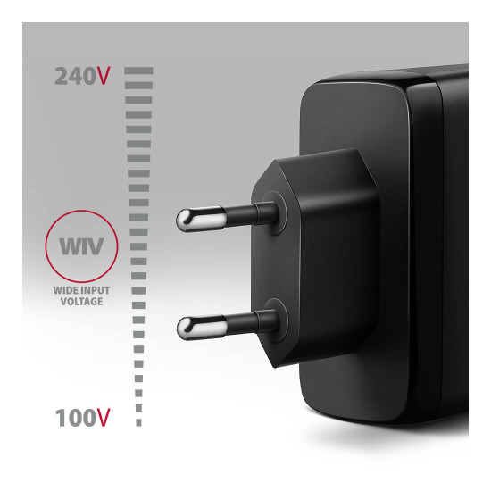 Зарядно AXAGON ACU-DPQ100 GaN Wall charger, Black
