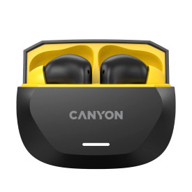 Безжични слушалки CANYON HEXAGON 7 TWS, ANC+ENC, безжично зареждане, Black-Yellow