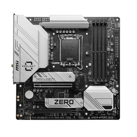 Дънна платка MSI B760M PROJECT ZERO, mATX, Socket LGA 1700, Dual Channel DDR5, 2x PCIe x16