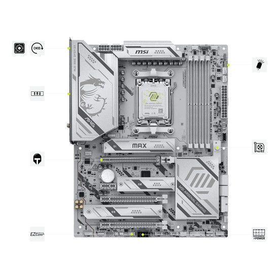 Дънна платка MSI X870E GAMING PLUS MAX WIFI, ATX, AM5, Wi-Fi 7, Bluetooth