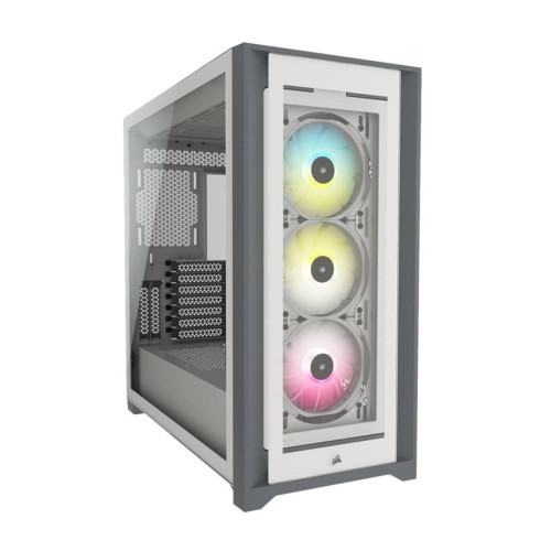 Кутия за компютър Corsair iCUE 5000X RGB Tempered Glass Mid-Tower Smart Case, White