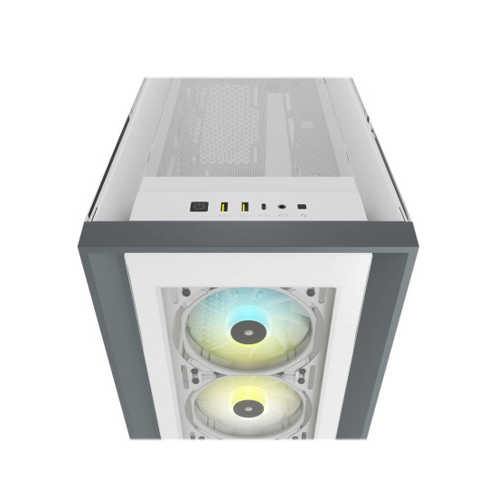 Кутия за компютър Corsair iCUE 5000X RGB Tempered Glass Mid-Tower Smart Case, White