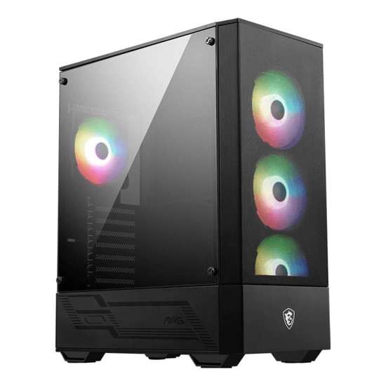 Кутия за компютър MSI MAG FORGE 112R, Mid-Tower, 2 x USB 3.2 Gen 1 Type-A, 1 x Audio, 1 x Mic, Insta-light Loop Button, ARGB Hub, 4 x 120 мм ARGB Fans