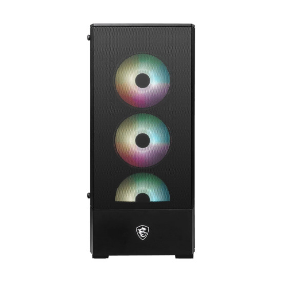 Кутия за компютър MSI MAG FORGE 112R, Mid-Tower, 2 x USB 3.2 Gen 1 Type-A, 1 x Audio, 1 x Mic, Insta-light Loop Button, ARGB Hub, 4 x 120 мм ARGB Fans