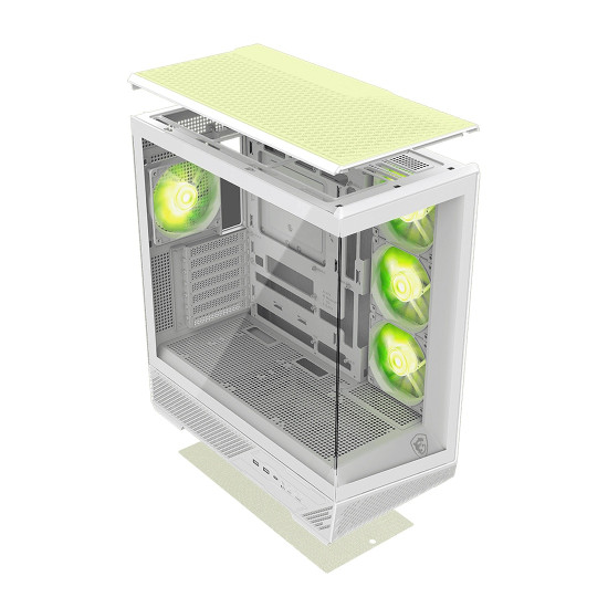 Кутия за компютър MSI MAG PANO 130R PZ WHITE, Mid Tower, 2 x USB 3.2, 1 x USB Type-C 20 Gbps, 1 x Audio/Mic, White