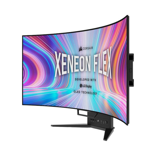 Монитор Corsair XENEON FLEX 45WQHD240, 45 инча, OLED, 3440x1440, 240Hz, 0.03ms, Bendable,100% sRGB, Adaptive Sync, Flicker-Free, Anti-Glare, Low Blue Light