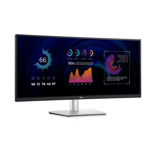 Монитор Dell P3424WE, 34 инча, WQHD 3440x1440, 60Hz, 21:9, 3800R, IPS, Anti-glare, 3H Hard Coating, ComfortView, Flicker Free, 300 cd/m2, 1000:1, 178/178, 5ms/8ms, Touchscreen