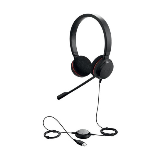 Слушалки Jabra Evolve 20 MS Stereo, USB-A, 150 - 7000 Hz, Black