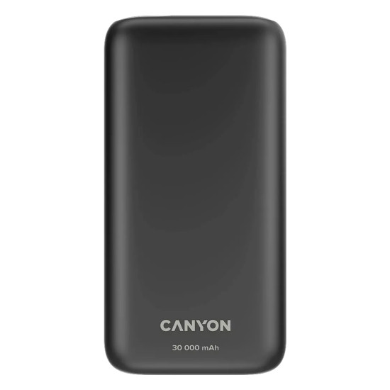 Външна батерия Canyon PB-301, 30000 mAh, LED дисплей, USB-C PD 20W, 2 x USB-A QC 3.0, Black