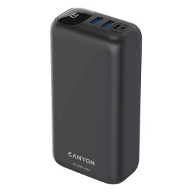Външна батерия Canyon PB-301, 30000 mAh, LED дисплей, USB-C PD 20W, 2 x USB-A QC 3.0, Black