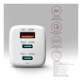 Зарядно AXAGON ACU-DPQ65W, White