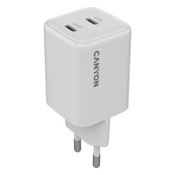 Зарядно CANYON CU45CC GaN, 45W, 2xPD, EU, White